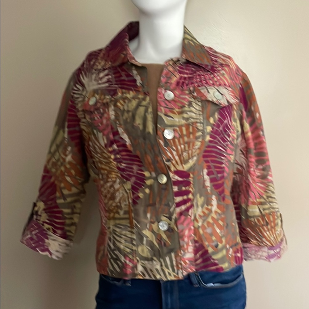 Ruby Rd Green and Purple Shirt/Jacket with Artistic Flair